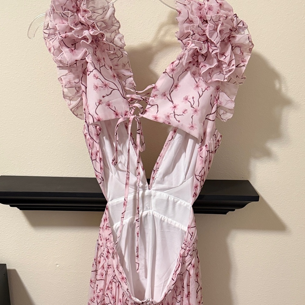 Pink Floral Ruffle Dress - Picture 7 of 9